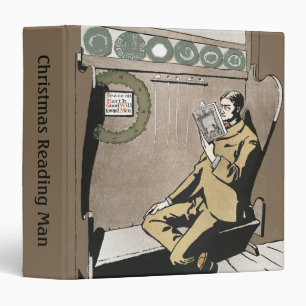 Dark Academia Vintage Christmas Reading Man Art 3 Ring Binder
