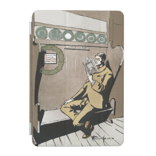 Dark Academia Vintage Christmas Reading Man Art iPad Mini Cover