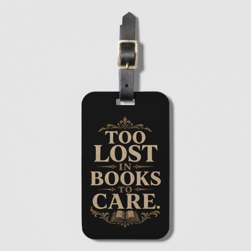 Dark academia vintage reader book lover luggage tag