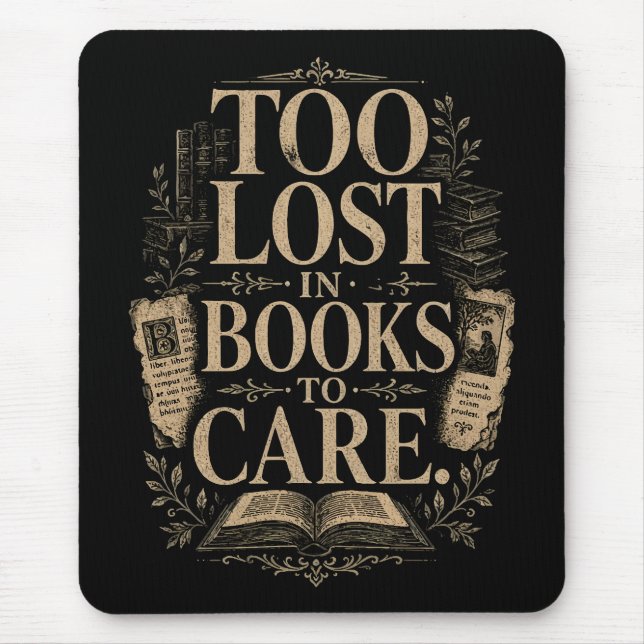 Dark academia vintage reader book lover mouse pad (Front)