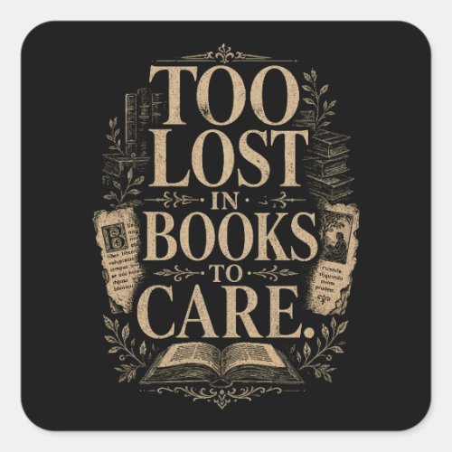 Dark academia vintage reader book lover square sticker