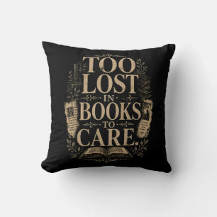 Dark academia vintage reader book lover throw pillow