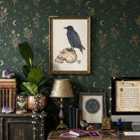 Dark Academia Watercolour Raven Skull Art