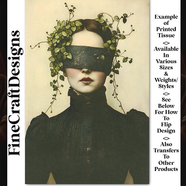 Dark Academia Woman In Blindfold BE8 Decoupage Tissue Paper (Creator Uploaded)