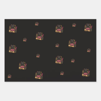 Dark Academia Wrapping Paper | Black Cat, Burgundy