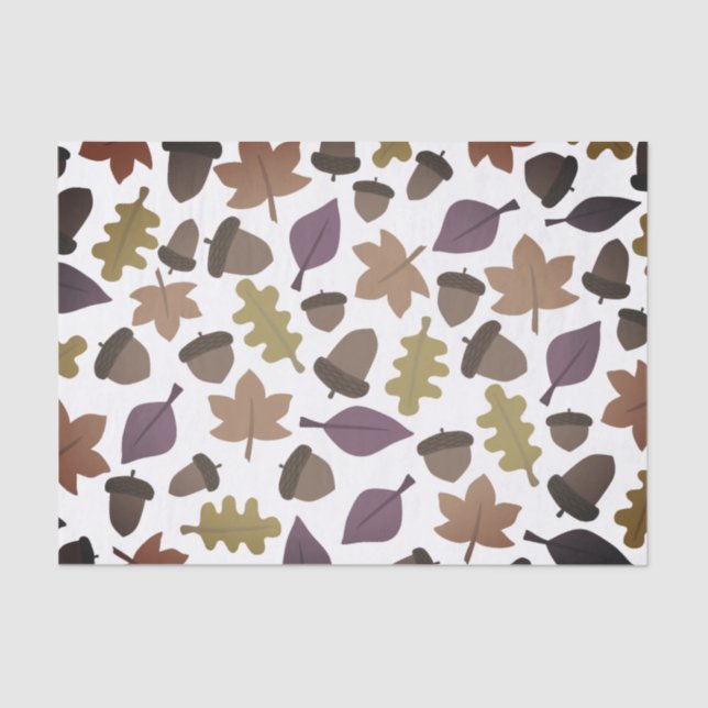 Dark Acorn and Leaf Tissue Paper (Front)