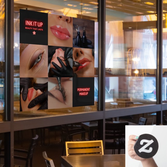 Dark Aesthetic Beauty Permanent Makeup Salon  Window Cling (Restaurant Window)