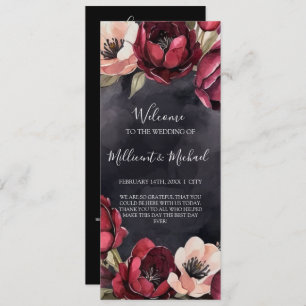 DARK AESTHETIC FLORAL RED & BLACK WEDDING PROGRAM