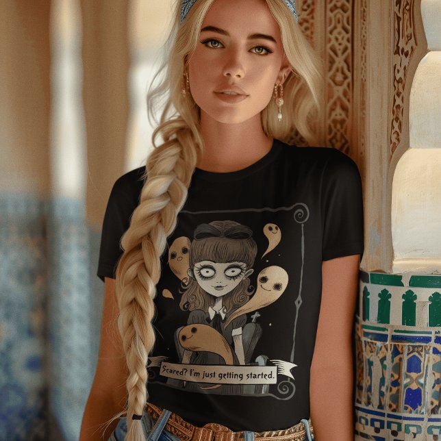 Dark Aesthetic: Goth Girl Surrounded by Ghosts T-Shirt (Creator Uploaded)