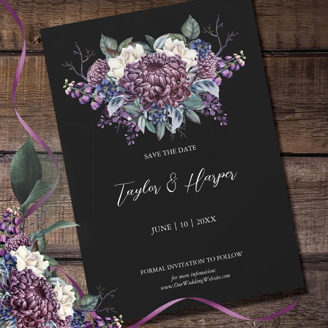 Dark Aesthetic Goth Wedding Bouquet Save The Date (Creator Uploaded)