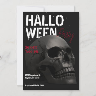 Dark aesthetic skull head halloween invitation