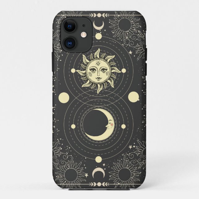 Dark Aesthetic Tarot Sun Moon Clouds Case-Mate iPhone Case (Back)