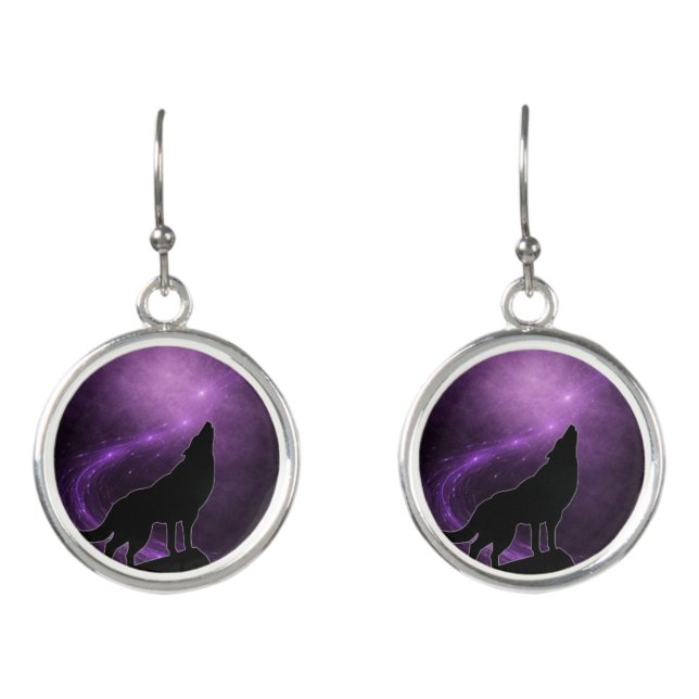 Dark Aesthetic Wolf Silhouette Earrings (Front)