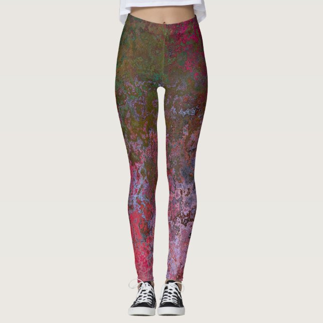 Dark Alcohol Ink Abstract Leggings (Front)
