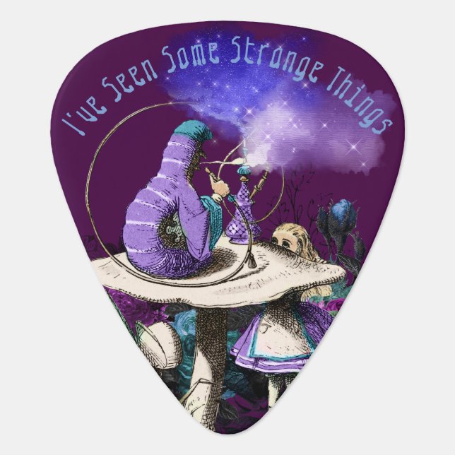 Dark Alice and the Caterpillar Smoking on Mushroom Guitar Pick (Front)