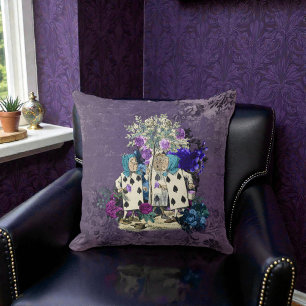 Dark Alice Caterpillar Rustic Deep Purple Throw Pillow