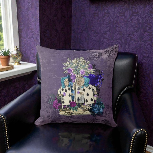 Dark Alice Caterpillar Rustic Deep Purple Throw Pillow (Creator Uploaded)