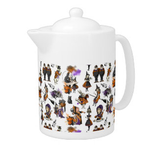Dark Alice In Wonderland Painted Pattern Teapot