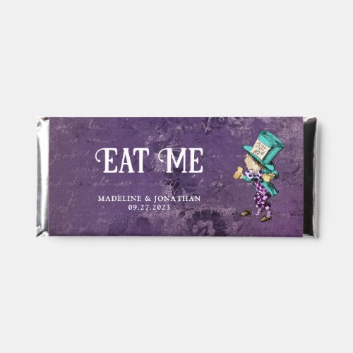 Dark Alice in Wonderland Purple Eat Me Wedding Hershey Bar Favors