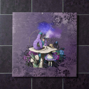 Dark Alice Rustic Deep Purple Caterpillar Ceramic Tile