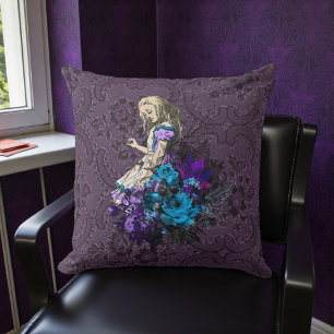 Dark Alice Rustic Deep Purple Throw Pillow