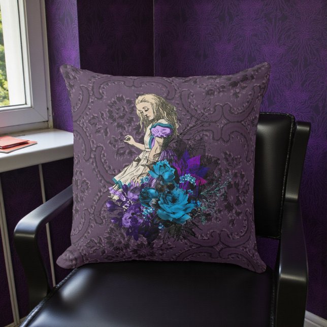 Dark Alice Rustic Deep Purple Throw Pillow (Creator Uploaded)