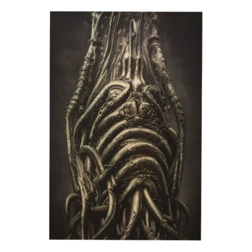 Dark Alien Statue of an Ancient Eldritch Horror Wood Wall Art