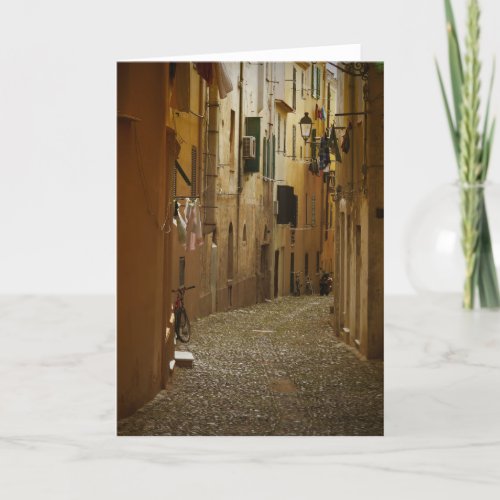 Dark alley in Naples Italy greeting card