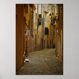 Dark alley in Naples, Italy vertical poster