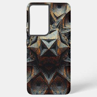 Dark Amber Crystaline Star Fractal - Geometric Samsung Galaxy S21+ Case
