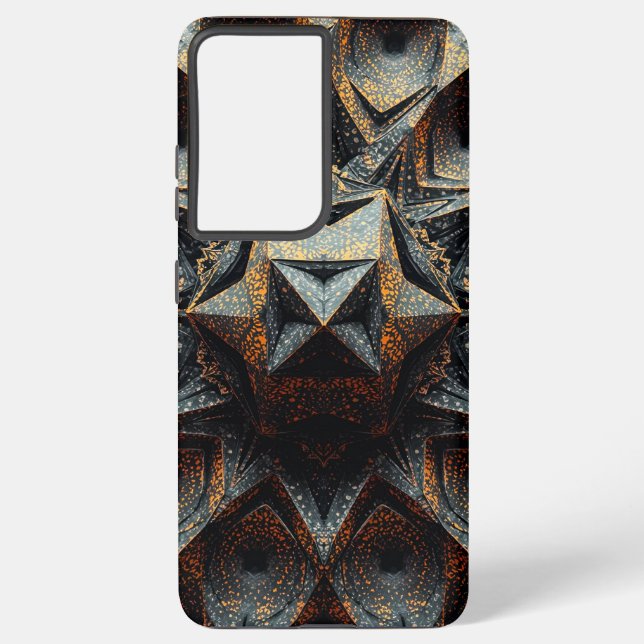 Dark Amber Crystaline Star Fractal - Geometric Samsung Galaxy Case (Back)