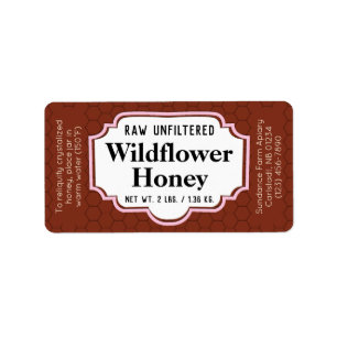 Dark Amber Honeycomb Honey Jar Label