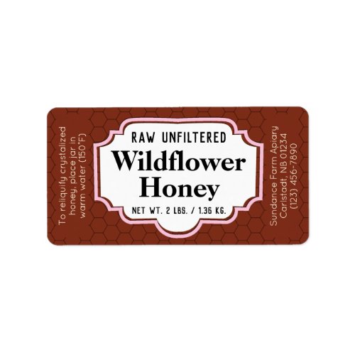 Dark Amber Honeycomb Honey Jar Label