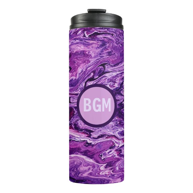 Dark Amethyst Marble Melt Thermal Tumbler (Front)