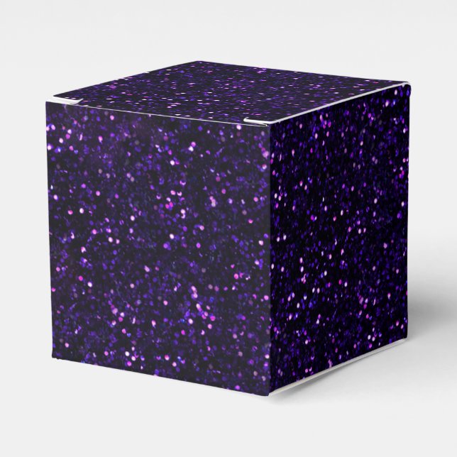 Dark Amethyst Purple Glitter Favor Boxes (Front Side)