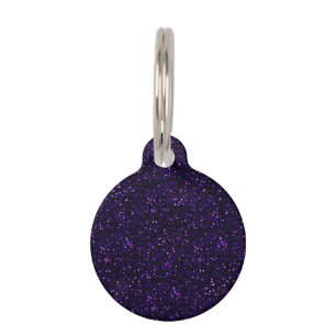 Dark Amethyst Purple Glitter Pet Name Tag