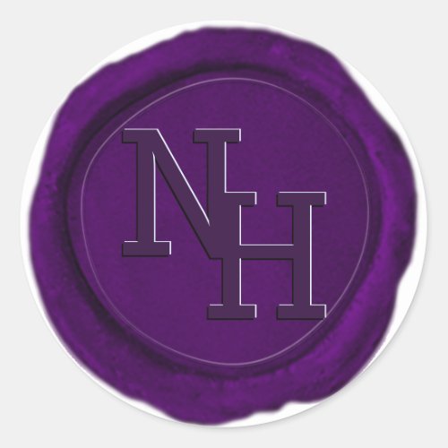 Dark Amethyst Purple Wax Seal Monogram Sticker