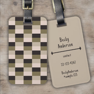 Dark and Beige Shades Color Blocks Luggage Tag