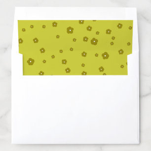 Dark and bright olive green flowers envelope liner