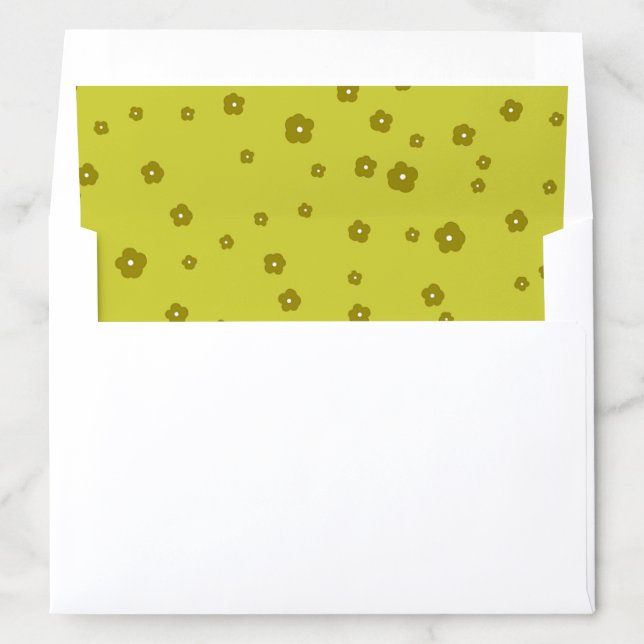 Dark and bright olive green flowers envelope liner (In Envelope)