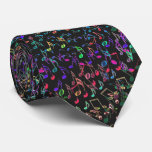 Dark and Crazy Psychedelic Music Notes Tie