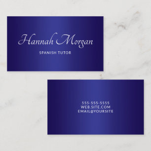 Dark and Deep Blue Ombre Elegant Script Business Card