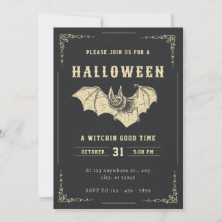 Dark And Gold Creative Halloween Party Invitation