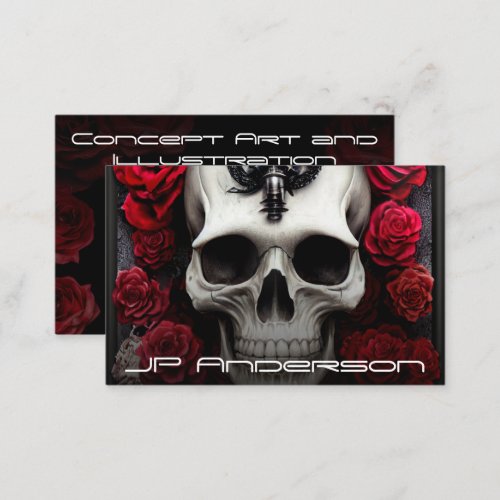 Dark and Gothic Skull and Roses Business Card