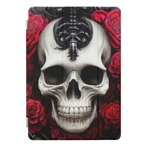Dark and Gothic Skull and Roses iPad Pro Cover