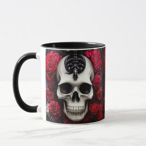 Dark and Gothic Skull and Roses Murial Mug