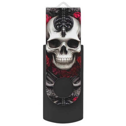 Dark and Gothic Skull and Roses Murial Notebook Flash Drive