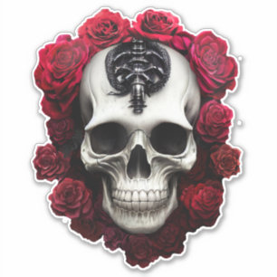 Dark and Gothic Skull and Roses Vinyl Sticker
