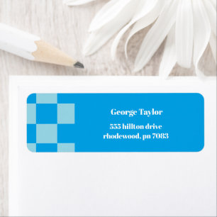 Dark and light blue square blocks pattern label