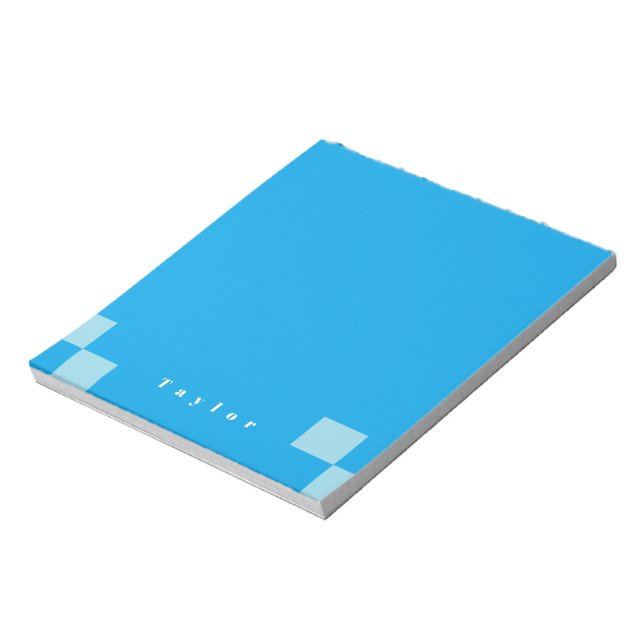 Dark and light blue square blocks pattern notepad (Rotated)